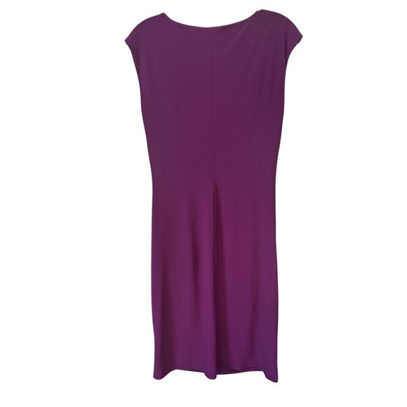 Lauren Ralph Lauren Purple Ruched Sheath Dress Size 10 Cowl Neck Cocktail Midi - Picture 4 of 7